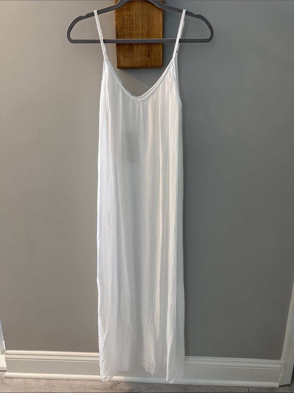 BELLA UMBRA Italian Women’s White Satin-blend Slip Dress, Size S, NWT